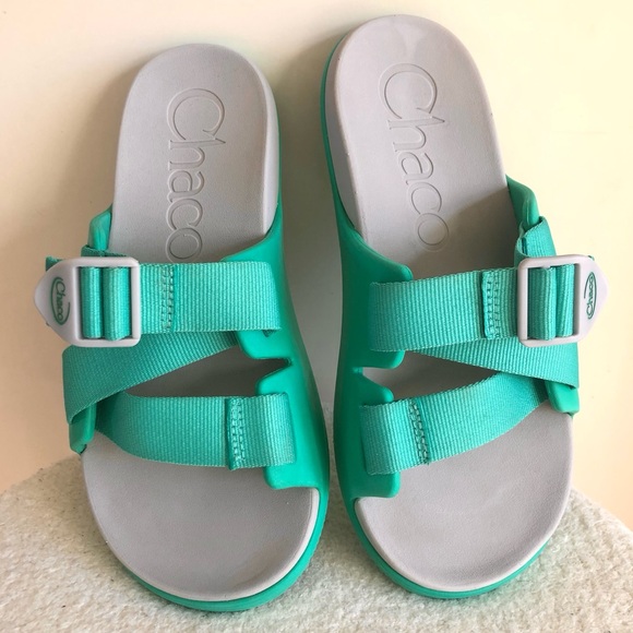 Chaco Chillos Womens Ultra light Sport Sandal Slides size 7 Teal - Picture 1 of 14